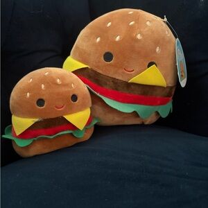 Squishmallows Brown and Yellow Burger Plush Set